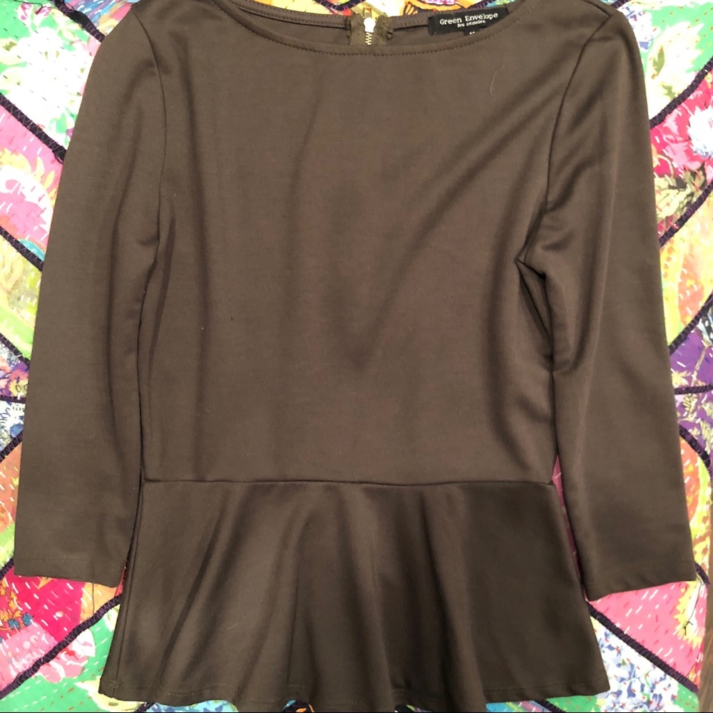 Green Envelope Peplum Top